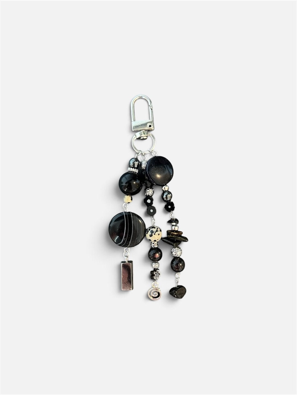 Black Beaded Keychain Charm - Designer Style